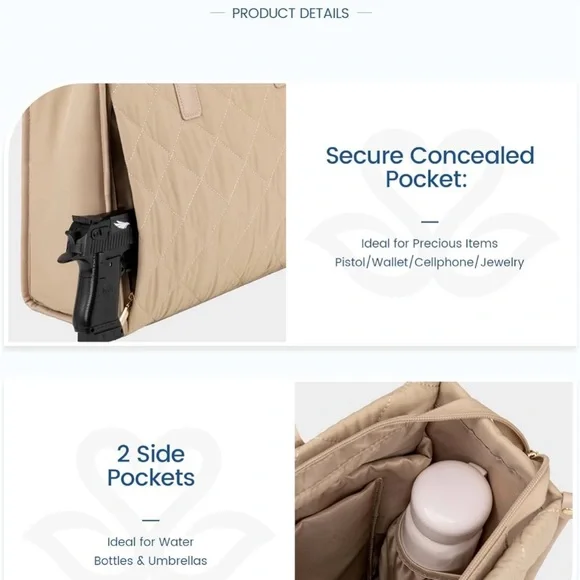 Laptop Puffer Tote Bag for Women, Lightweight Puffy Work Tote Bags fits 17 inch - Picture 8 of 8